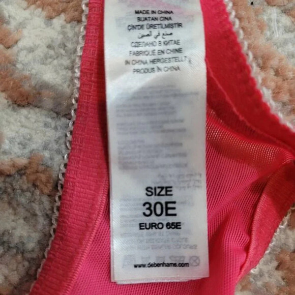 Debenhams Pink Polka Dot Bra with Floral Lace Accent - Size 30F - Picture 4 of 5